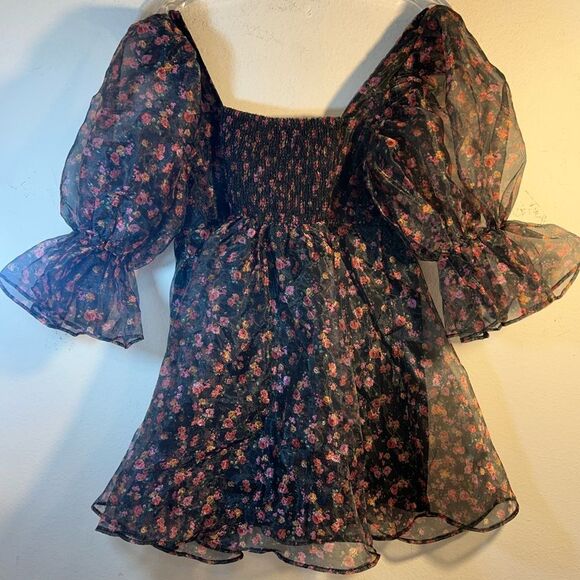 BUDDY LOVE LADIES DRESS SMALL PINK BLACK babydoll PUFF PARTY MINI date night - Picture 8 of 12